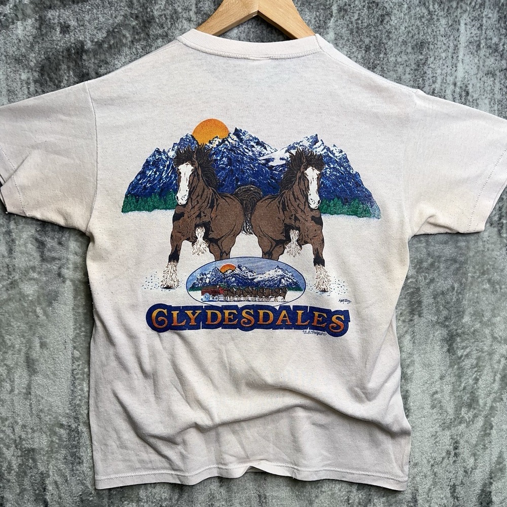 Vintage 80s Busch Gardens Clydesdale Horses T Shirt Size M Single Stitch